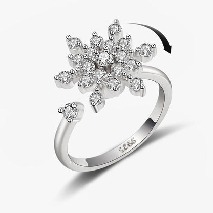 SMJEL Fidget Spinner Ring Anxiety for Women Multiple Crystal Flower Eye Butterfly Animal Ring Rotate Anti Stress Wedding Jewerly