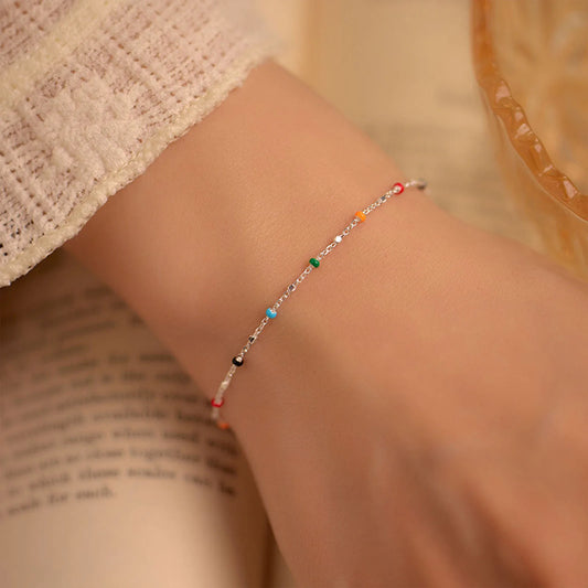 Sterling Silver Colourful Bead Bracelet