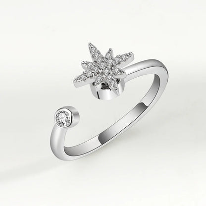 SMJEL Fidget Spinner Ring Anxiety for Women Multiple Crystal Flower Eye Butterfly Animal Ring Rotate Anti Stress Wedding Jewerly