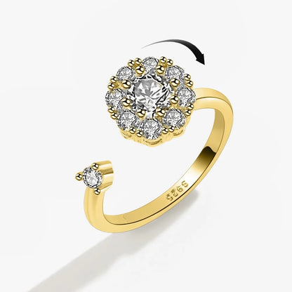 SMJEL Fidget Spinner Ring Anxiety for Women Multiple Crystal Flower Eye Butterfly Animal Ring Rotate Anti Stress Wedding Jewerly