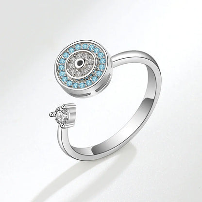 SMJEL Fidget Spinner Ring Anxiety for Women Multiple Crystal Flower Eye Butterfly Animal Ring Rotate Anti Stress Wedding Jewerly